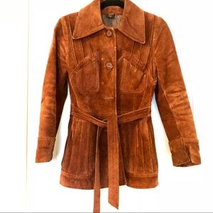 🍄 Vintage 70’s Leather Belted Jacket
